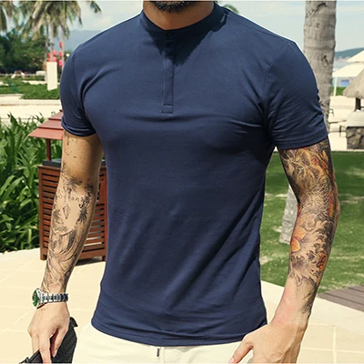 Бренд Для мужчин s Solid Polo Paul рубашка Masculina для Для мужчин модная мужская Повседневное Генри воротник Slim Fit Хлопок Поло Для мужчин летние PL-13 - Цвет: royal blue