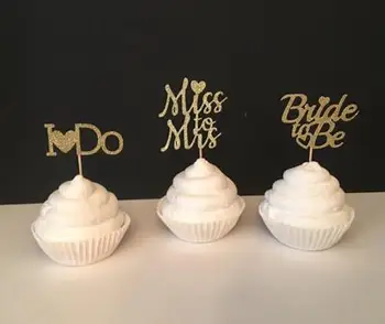 

glitter Miss to Mrs bride to be I DO wedding cupcake toppers engagement Bachelorette bridal shower party decoration toothpicks
