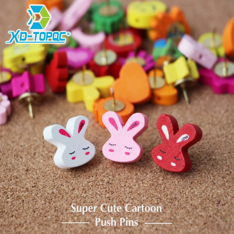 Push Pins 10/25/50pcs Cartoon Thumbtacks Push Pins Random Colored Map Photos Wooden Pin Board Cork Board For Office School Supplies
