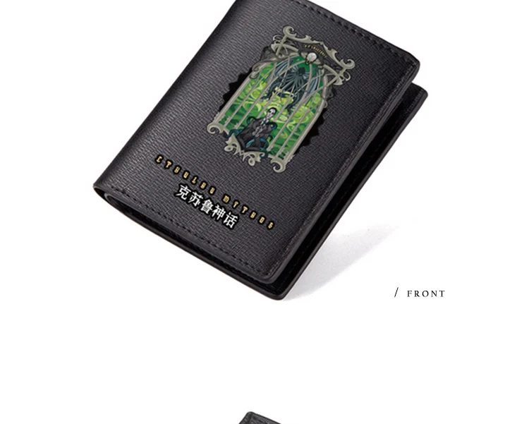 Cthulhu Mythos Wallet PU Long Short Bilfold Purse with Coin Change Zip Pocket Men Best Wallets (3)