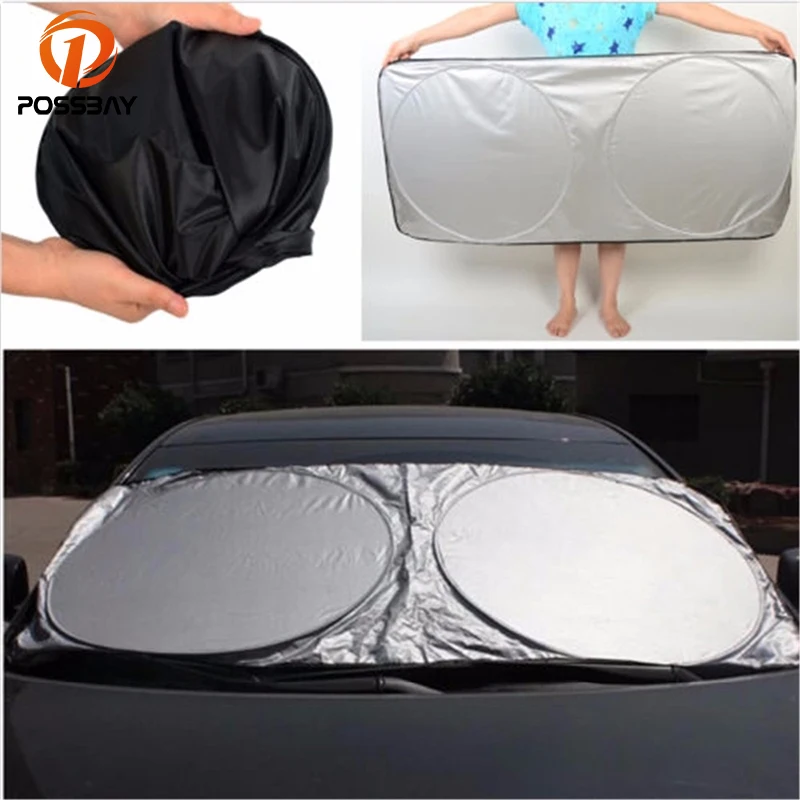 POSSBAY Folding Front Rear Car Window Sun Shade Windshield