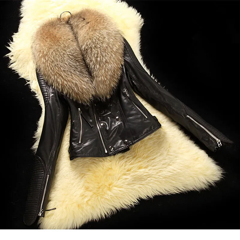 Женская куртка ручной работы, зимняя, теплая, натуральная кожа, замша, мех енота, пальто, Chaquetas De Cuero Mujer, кожаная куртка