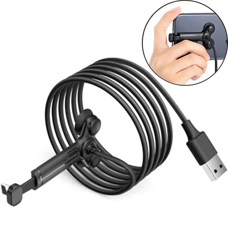 

Two meters long durable nylon braid mobile game USB cable with suction cup for iphone