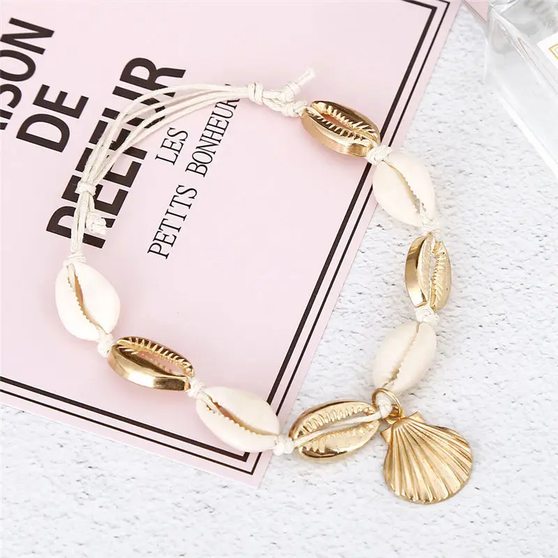 S195 Bohemia Shell Anklets For WOmen Natural Seashell Handmade Adjustable Rope Leg Chain Foot Ankle Bracelet Beach Accessories