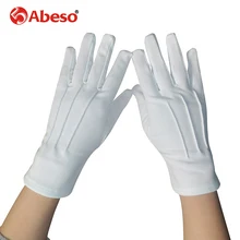 ABESO, 10 пар, белые Лавсановые парадные перчатки, перчатки для водителя, мага, сервера, для осмотра, мужские и женские перчатки A1001