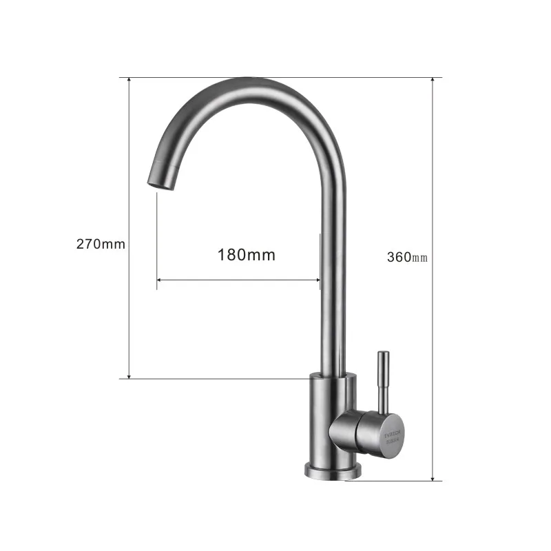 IVRICH Gooseneck Hot Cold Kitchen Faucets SUS304 Stainless kitchen tap 1 Side Handle deck mounted Faucet kitchen mixer VR0408