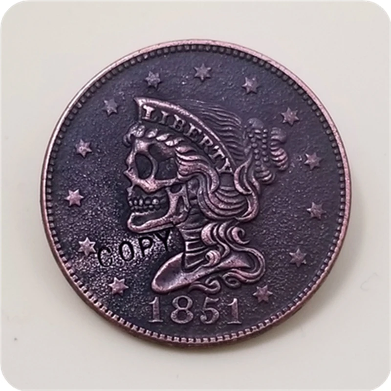 Хобо никель монета 1851 Половина центов копия