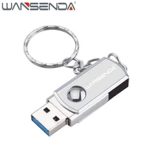 WANSENDA USB 3.0 giratoria de Metal unidad flash usb pen drive 4 gb 8 gb 16 gb 32 gb 64 gb pendrive usb del palillo de alta velocidad con clave cadena