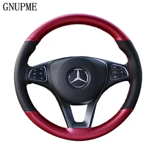 Anti-deslizamento cobertura de volante do carro 38cm diy trança agulhas e linha de couro artificial macio carro volante cobre