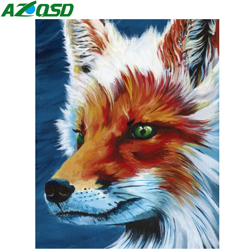 Download Azqsd Fox Diy Painting By Numbers Drawing Coloring By Numbers Animal Kits Paint On Canvas For Home Wall Art Picture 16x20inch Paint By Number Aliexpress