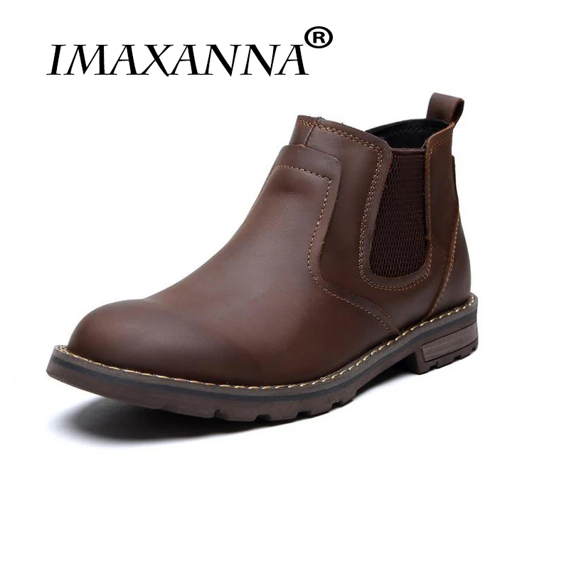 

IMAXANNA Genuine Leather Men Ankle Boots Breathable Men Leather Boots High Quality Vintage Outdoor Casual Men Winter Shoes