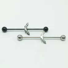 1 шт. Черный Серебряный Любовь тепла 16 г 35 мм Длинный штанга фабричного производства 316L украшения для ушного пирсинга из нержавеющей стали, противоаллергический