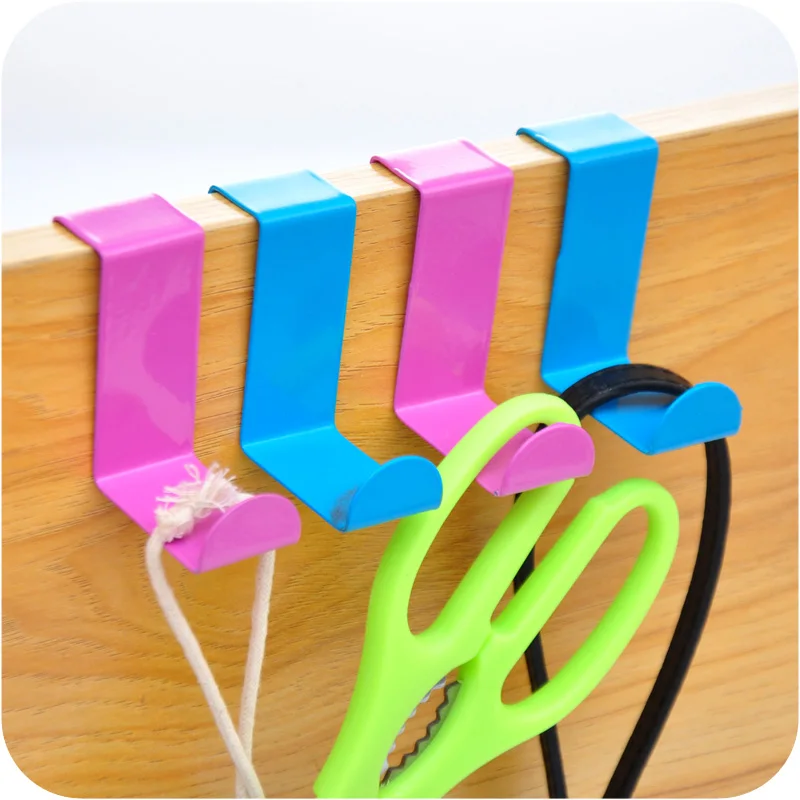 2pcs Stainless steel Z shape Cabinet Clothes Hanger Draw Towel Holder Over Door Hook home Organizer kitchen Accessories
