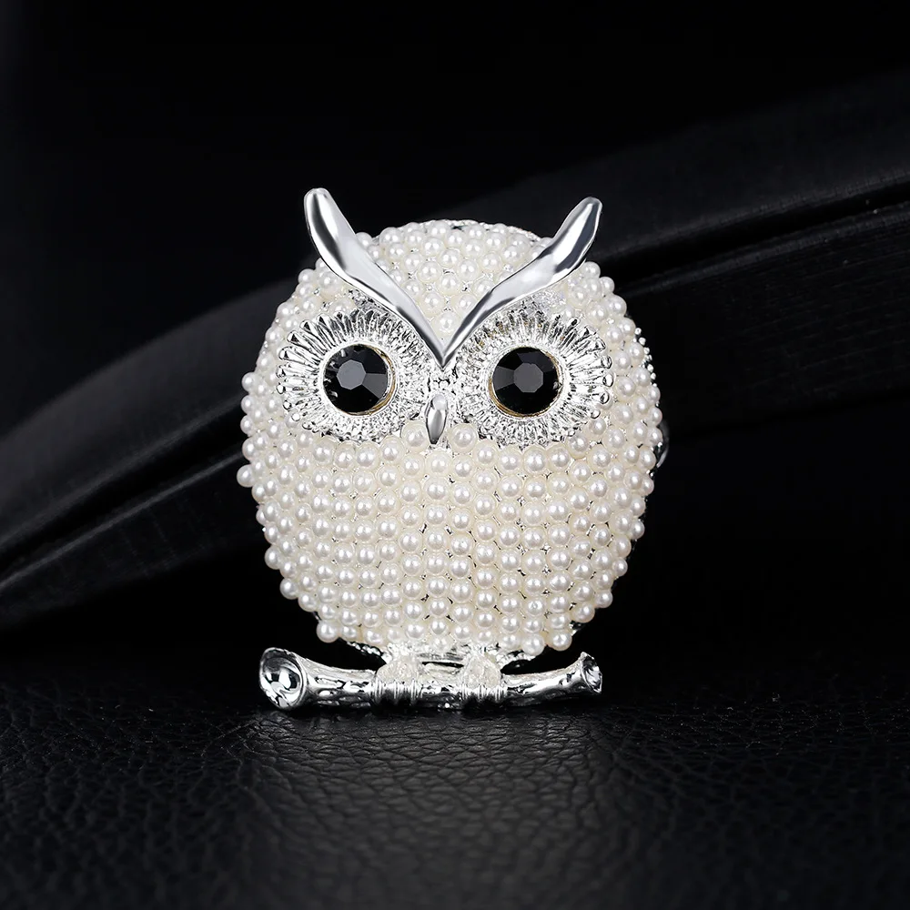 CHUKUI Simulated Pearl Brooch Animal Owl Brooches For Women Party Accessories Wedding Decoration Christmas Jewelry Brooch (6)