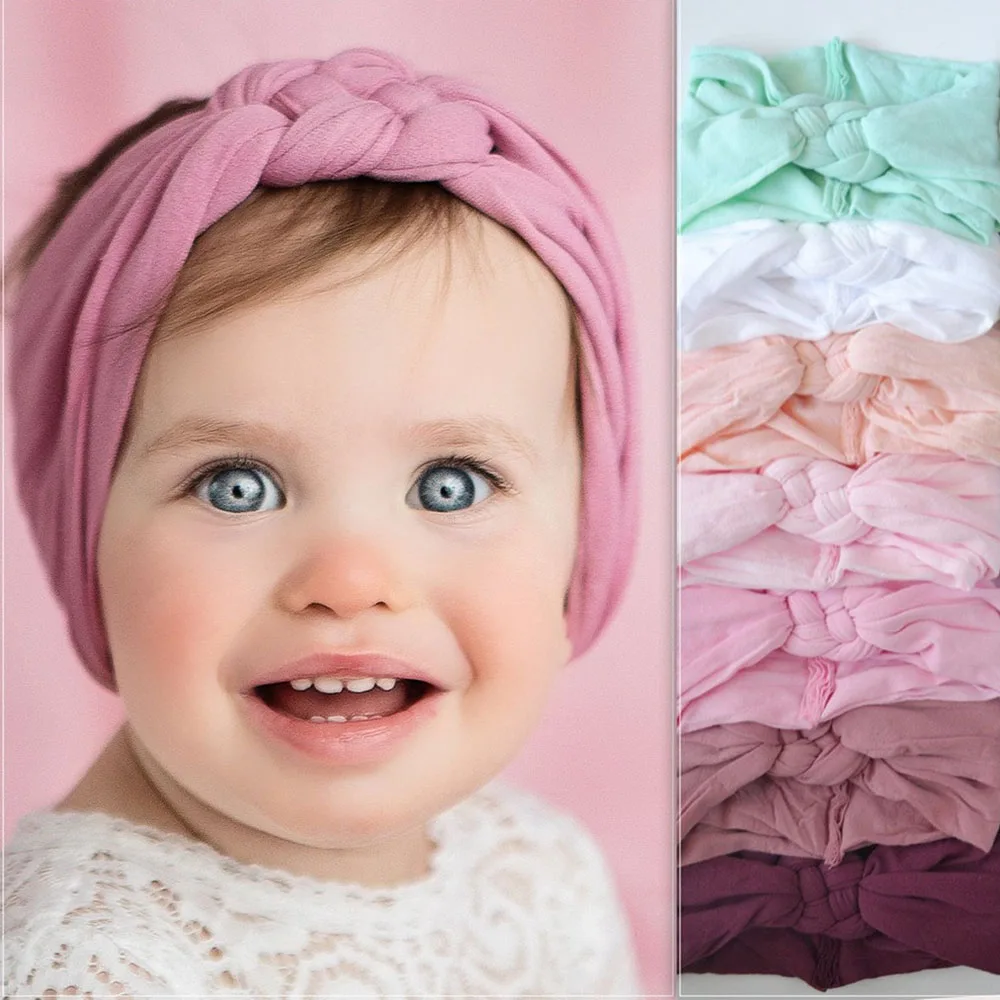 

10 Colors Soft Nylon Elastic Headbands Cross Top Knot Wide Hairband For Children Baby Girls Kids Headwraps Hair Accessories