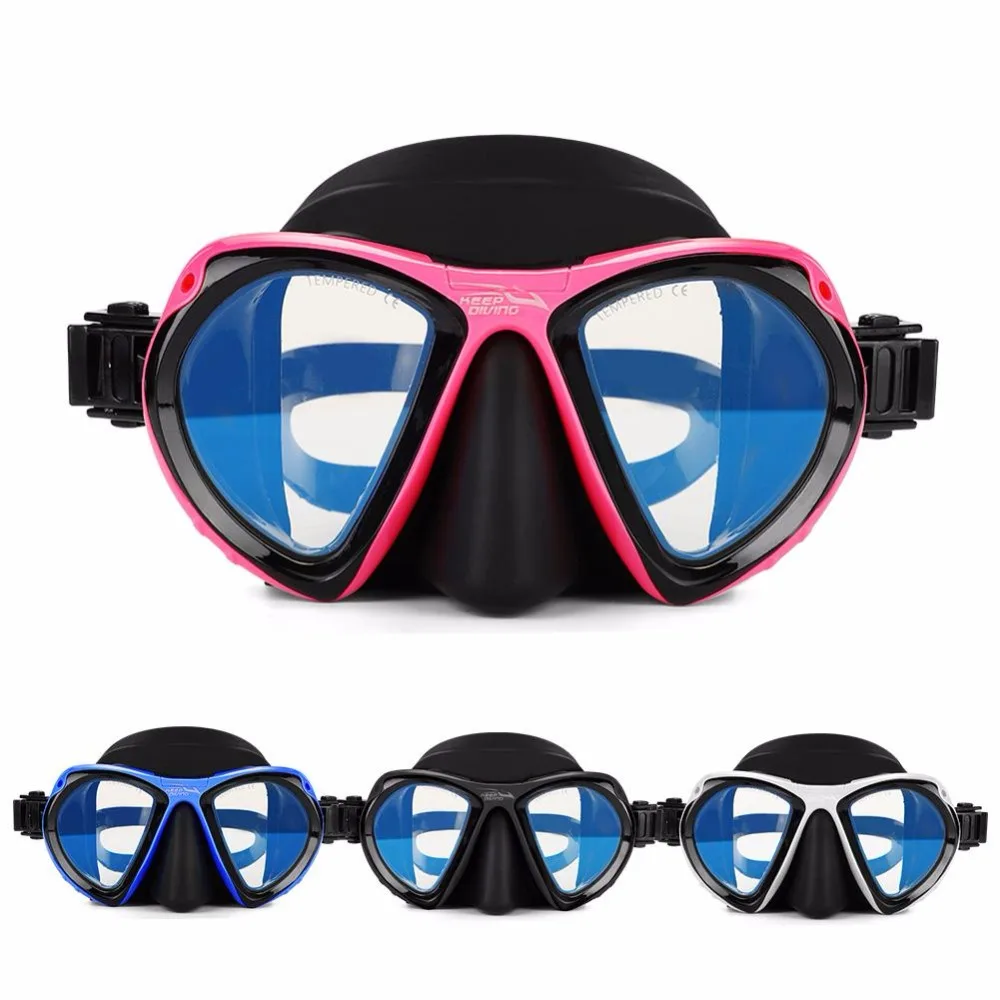 KEEP DIVING Swimming Diving Mask Tempered Glass Lens Scuba Glasses