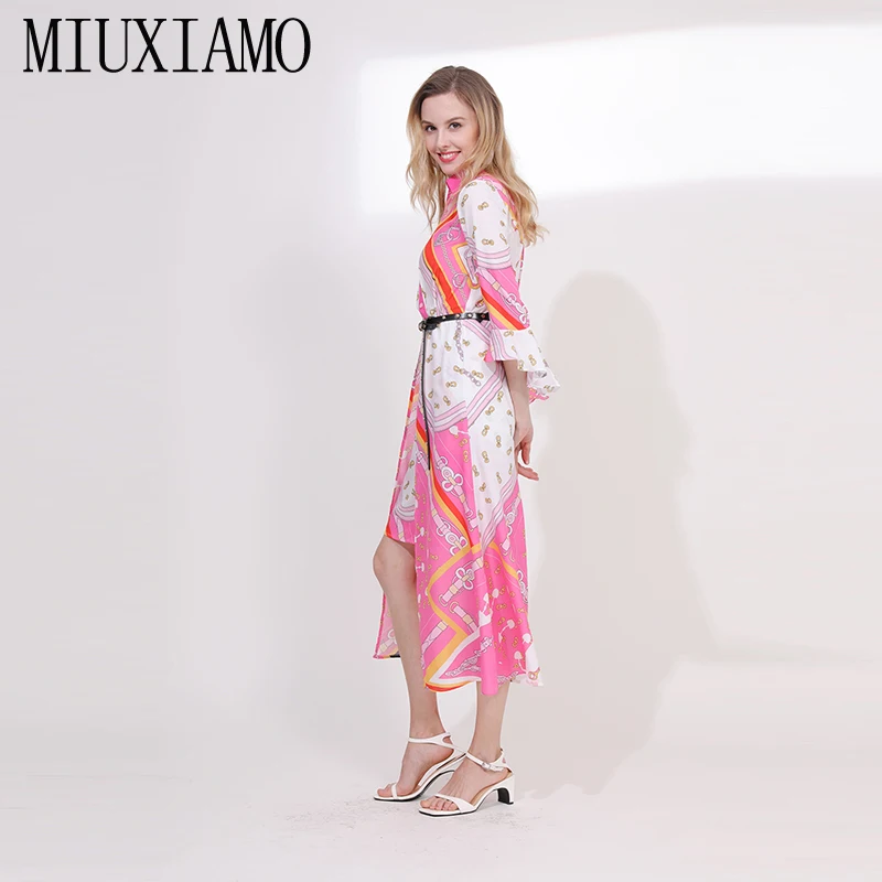Женское длинное платье MIUXIMAO Хлопковое длиной до щиколотки с поясом весна лето