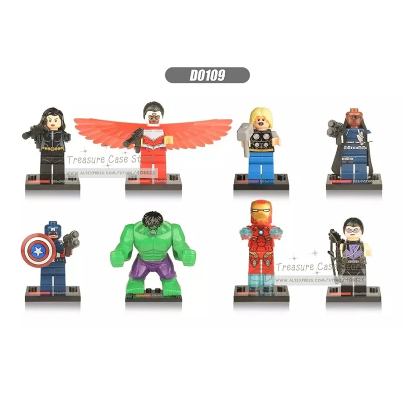 

NO.D0109 Green big hulk Captain american Falcon Black widow figure Super Hero Building Toys Blocks