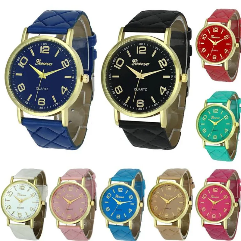 HF 2017 New font b Women b font Geneva Faux Leather Analog Quartz Wrist font b