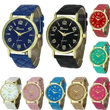 HF 2017 New font b Women b font Geneva Faux Leather Analog Quartz Wrist font b