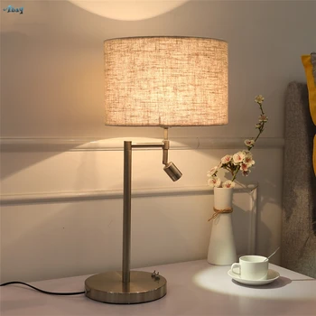 

American Fabric Shade Table Lamps Bedroom Bedside Lamp Modern Living Room Study Design Desk Reading Lights Home Deco Fixtures