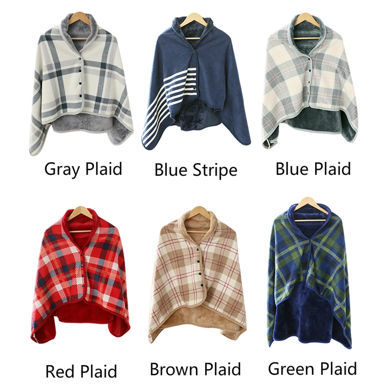 Plaid Hoodie Fleece Flannel Plush Bts Serape Wearable Blanket Shawl Thickening Blanket Throw Sweatshirt Blanket  Buffalo Plaid