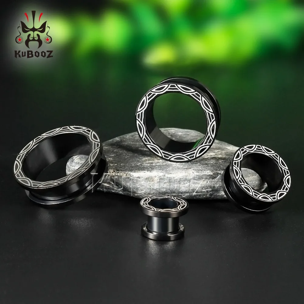 KUBOOZ 2PCS Ear Stretcher Piercing Tunnels Plugs Gauges Stainless Steel Earring Fashion Body Jewelry Gift 6mm to 25mm Women Men