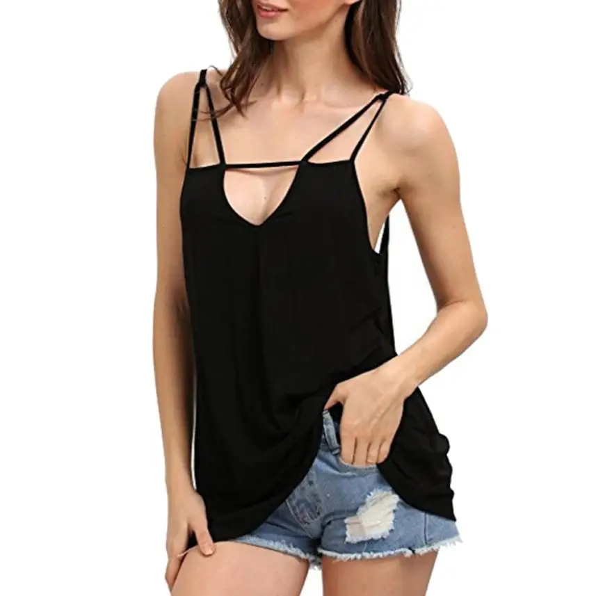 

Womens Ladies Straps Sexy Round Neck Polyester Sexy Tops Vest Fashion Camisole Sleeveless T-Shirt Tops 30 Apr 16