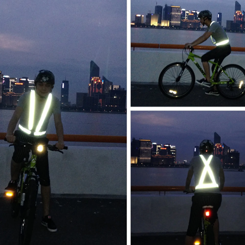 Excellent 1pcs Reflective Bicycle Safety Vest Clothes Outdoor Cycling Equipment Elastic Harness Bike Jacket for Night Riding Running 1 Excellent 1pcs Reflective Bicycle Safety Vest Clothes Outdoor Cycling Equipment Elastic Harness Bike Jacket for Night Riding Running 1