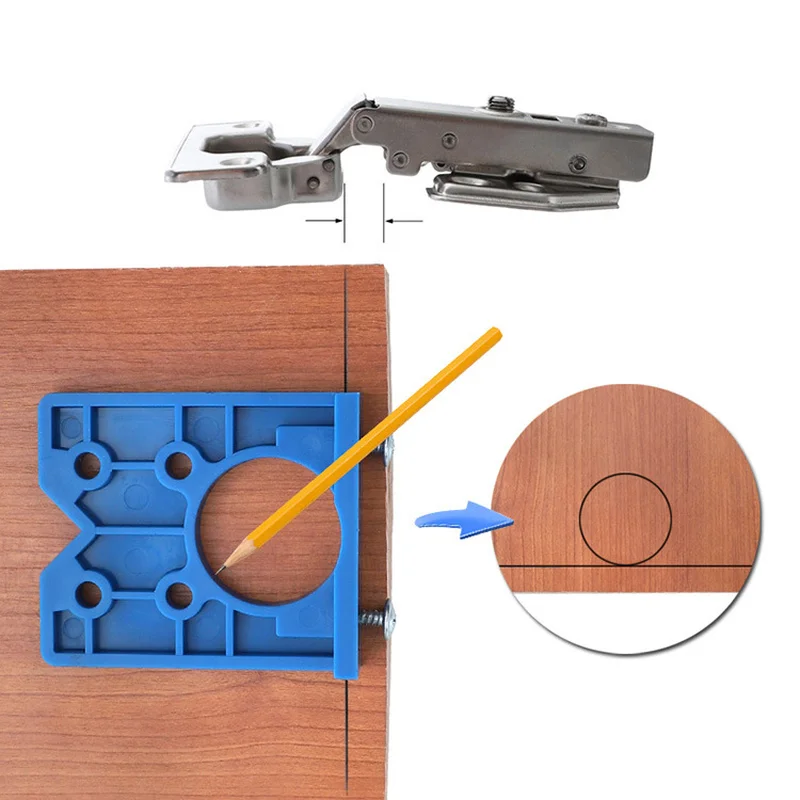 35mm Hinge Hole Drilling Guide Locator Hole Positioning Template Door Cabinets Woodworking Hinge Punching Installation Aid Tools