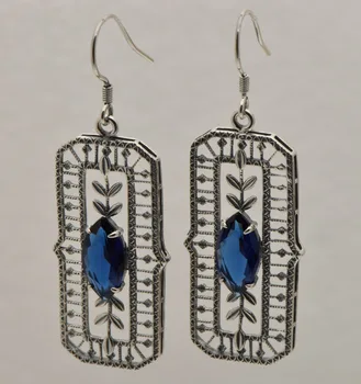 

Punk nostalgic socialite princess style restoring ancient ways, 925 sterling silver sapphire earrings