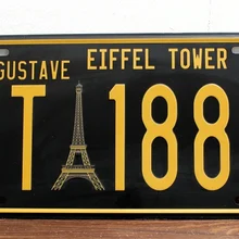 XDCP-010 винтажная металлическая картина "Эйфелева башня 1889" Номерной знак Мода ретро кофе бар декоративная роспись стены плакат