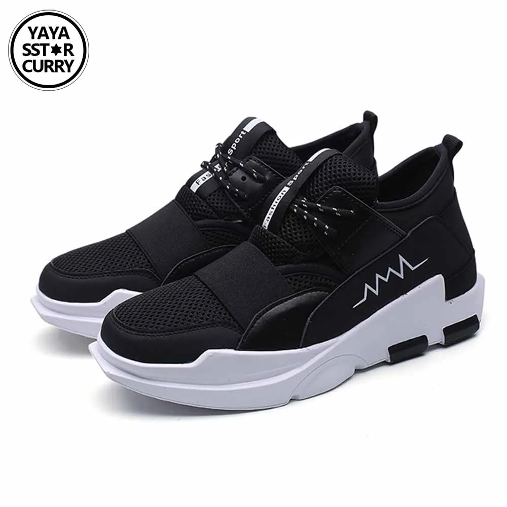 Running Shoes Light Weight Mesh Sports Shoes Black White Jogging Cheap