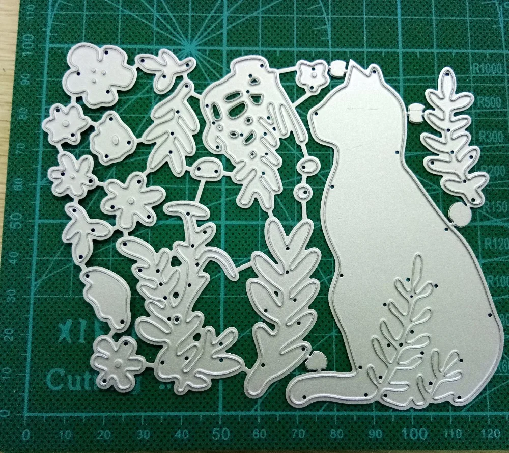 

Ufurty Cat flower Stitched Metal Cutting Dies New 2019 DIY Scrapbooking Stamps Craft Embossing Making Stencil Template
