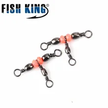 FISH KING 10 шт./лот рыболовный баррель тройной Поворотный стиль B с красными бусинами рыболовный крючок Приманка Разъем Pesca рыболовные снасти