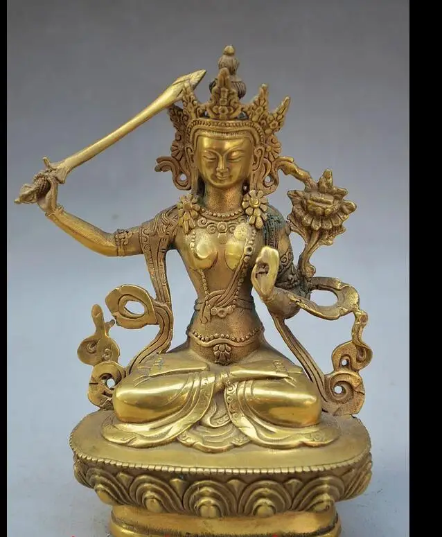 

wang67110306+++ TIBETAN BUDDHISM brass MANJUSRI BODHISATTVA GUANYIN GUANYIN BUDDHA STATUE LM1255