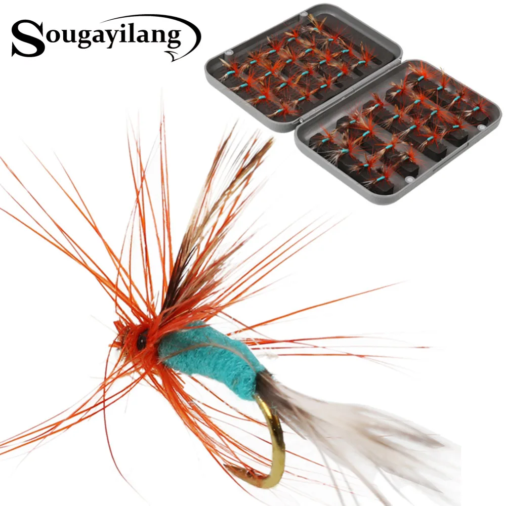 

Sougayilang 40pcs/lot May Fly 6mm Flyfishing Bass Trout Dry and Wet Fly Insect Bait Fly Fishing Lure with #4 Hook Fishing Tackle