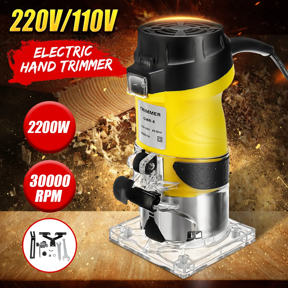 

Electric Trimmer for Woodworking Hand Wood Laminate Palms Router Joiners Mini 6.35mm Wood Router Carving Machine Power Tool