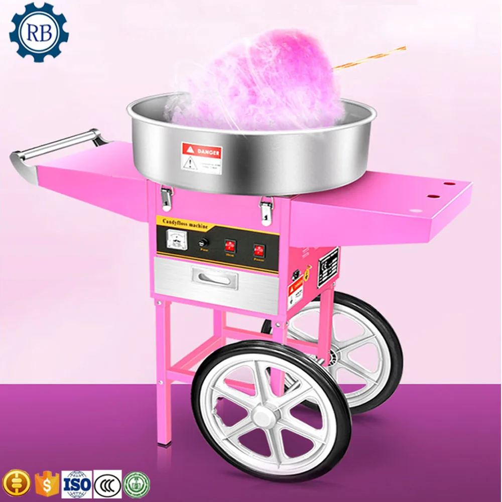 

professional electric automatic flower candy floss maker cotton candy machine with wheel for moving