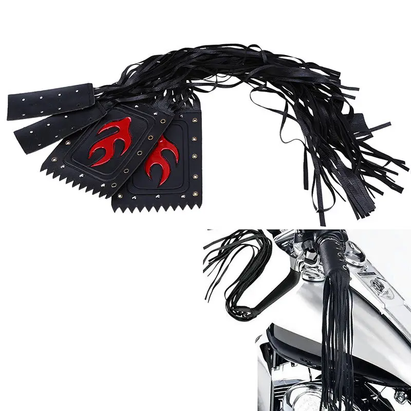 

Motorcycle Leather Handlebar Grip Fringe Lever Covers Tassel for Harley Cruiser Racer Chopper Bobber Custom
