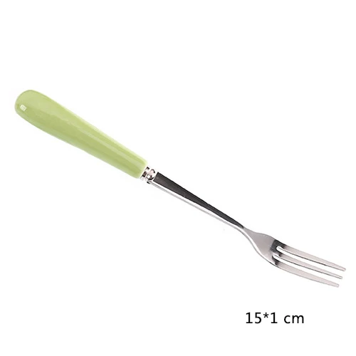 Высококачественная ложка из нержавеющей стали с длинной ручкой, ложка для льда, кофейная чайная ложка, домашние кухонные столовые ложки, гаджеты, инструменты - Цвет: Fork green 15cm