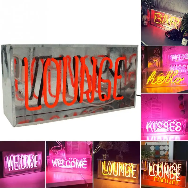 Desktop Neon Lamp Lounge Welcome Bar Hello Kisses yellow/pink light Indoor club bedroom wedding decor Neon Lights US Plug lamp