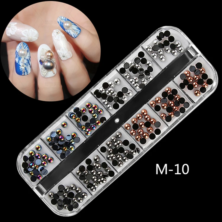 12 цветов/коробка украшения для дизайна ногтей очаровательные 3D хрустальные стразы Блестящие Блестки DIY Дизайн Маникюрные аксессуары-книги