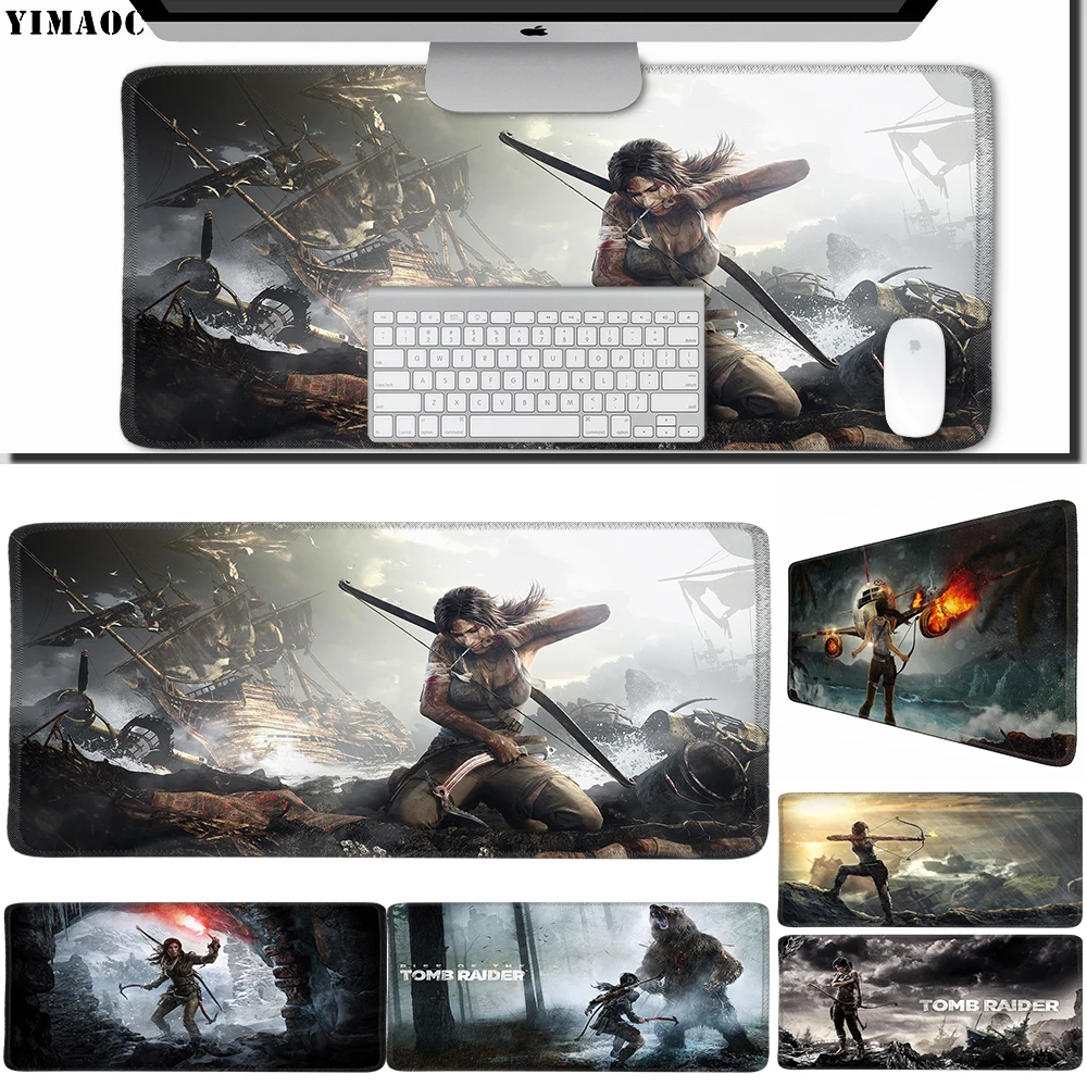YIMAOC 40*90 см большой Мышь Pad Gamer резиновый коврик для компьютерной мыши игровой стол коврики с блокировкой края Tomb Raider