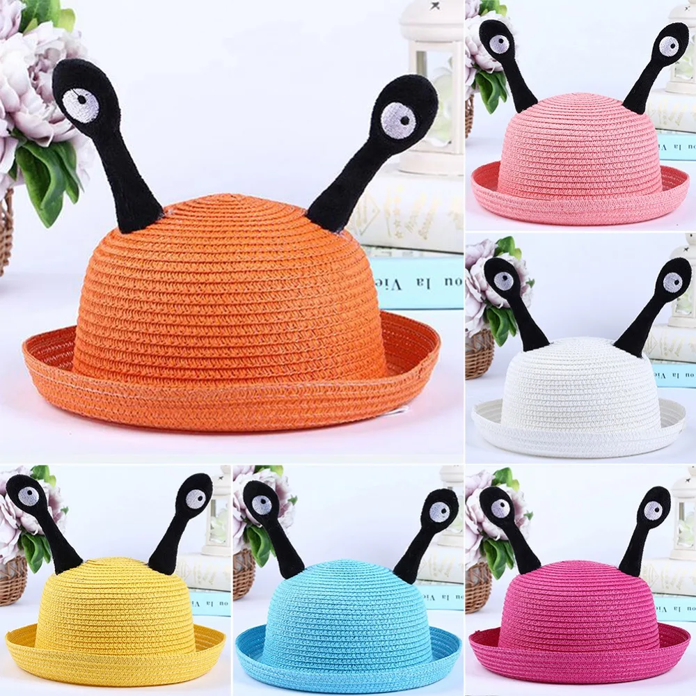 

Colorful Summer Children's Outdoor Cartoon Snail Sun Hat Kids Weave Knits Beach Bonnet Summer Straw Hat for Boy Girls