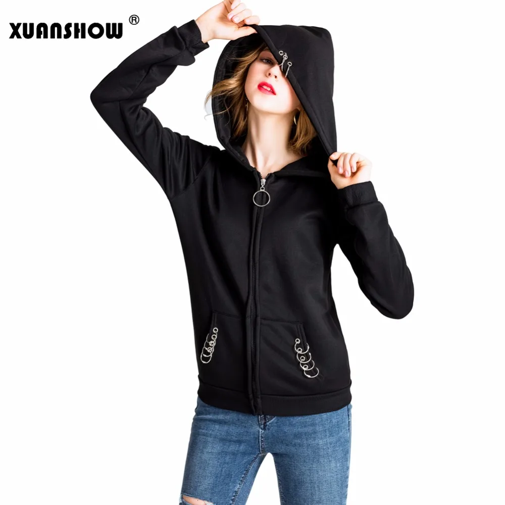 anel camisolas outono inverno manga longa zip-up