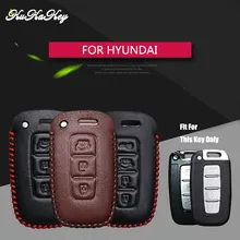 KUKAKEY Leather Car Key Fob Case Bag Shell Protected Cover For Hyundai I30 IX45 IX35 Sonata Tucson Santafe Verna Auto Parts