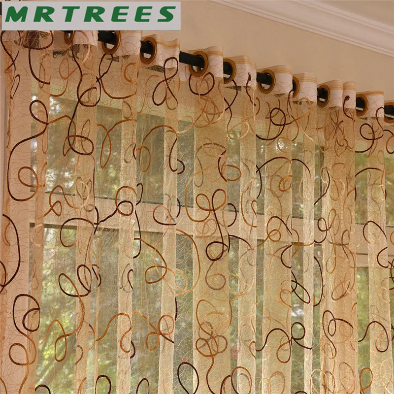 Cortinas de tul bordadas modernas cortinas transparentes para el dormitorio de la sala de estar en la cocina cortinas de gasa para tratamiento de ventanas