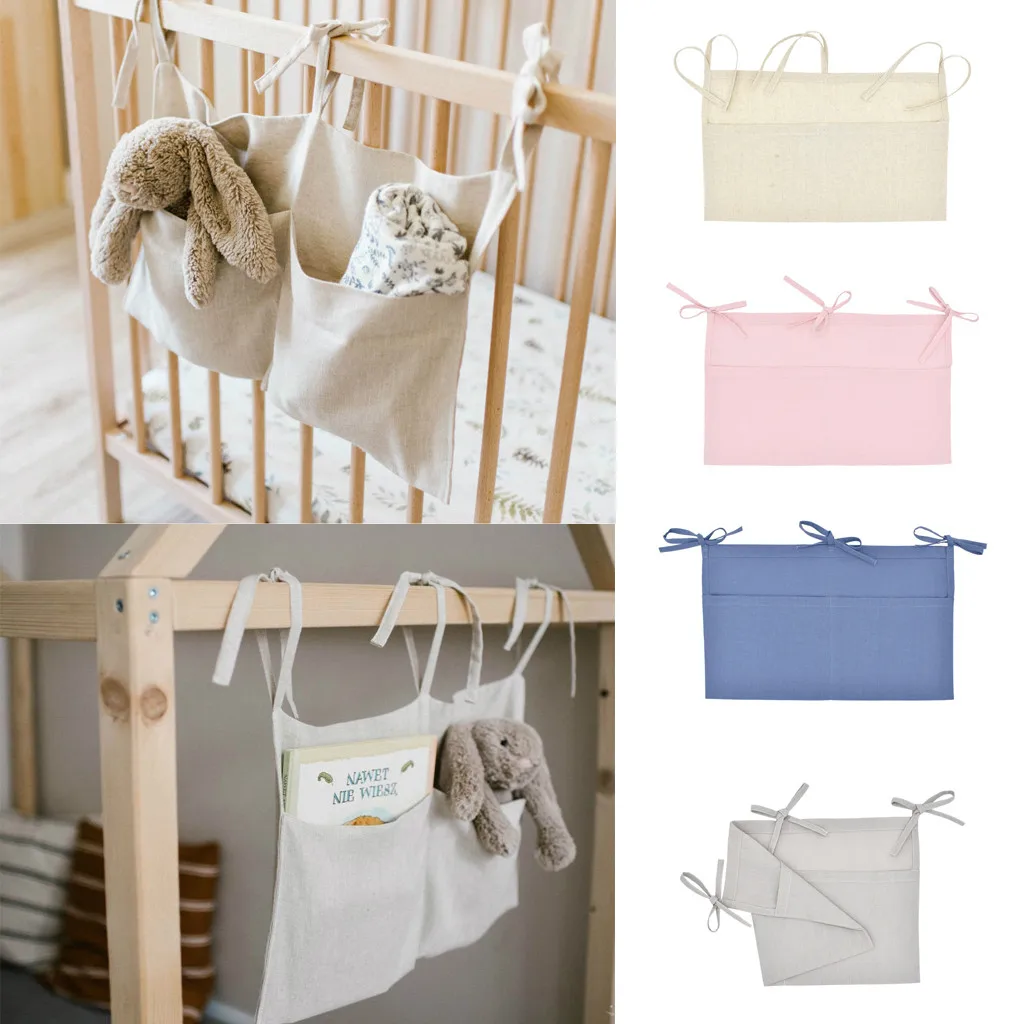 

Baby Bedside Storage Bag Baby Pockets Cot Bed Hanging Bag Crib Organizer Toy Diaper Pocket for Crib Bedding Bed Bumper 50x30CM