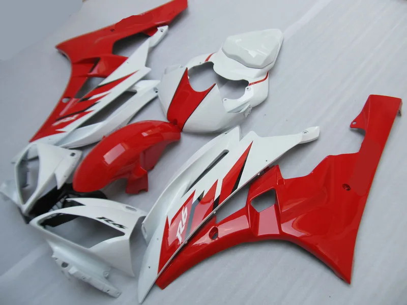 

Injection mold Fairing kit for YAMAHA YZFR6 06 07 YZF R6 YZF600 2006 2007 ABS Plastic Hot Red white Fairings set+Gifts YH03